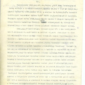 Részlet a :A PIH Jogsegítő Irodáján  1921. 08. 25-én felvett jegyzőkönyvből (Forrás: MZSL)
